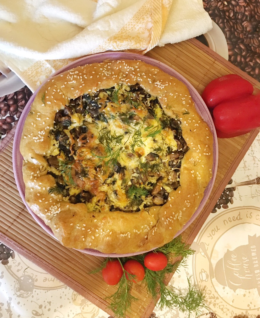 😋Галета с грибами и сыром 🧀🧄💛