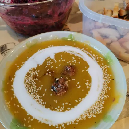 Тыквенно-овощной суп-пюре (фрикадельки из телятины☝️отдельно!)