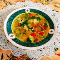 Суп с курицей и спагетти