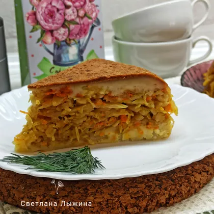 Заливной пирог с тушёной капустой в мультиварке 