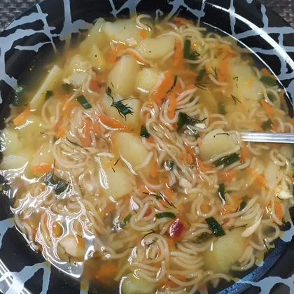 Суп с макаронами быстрого приготовления