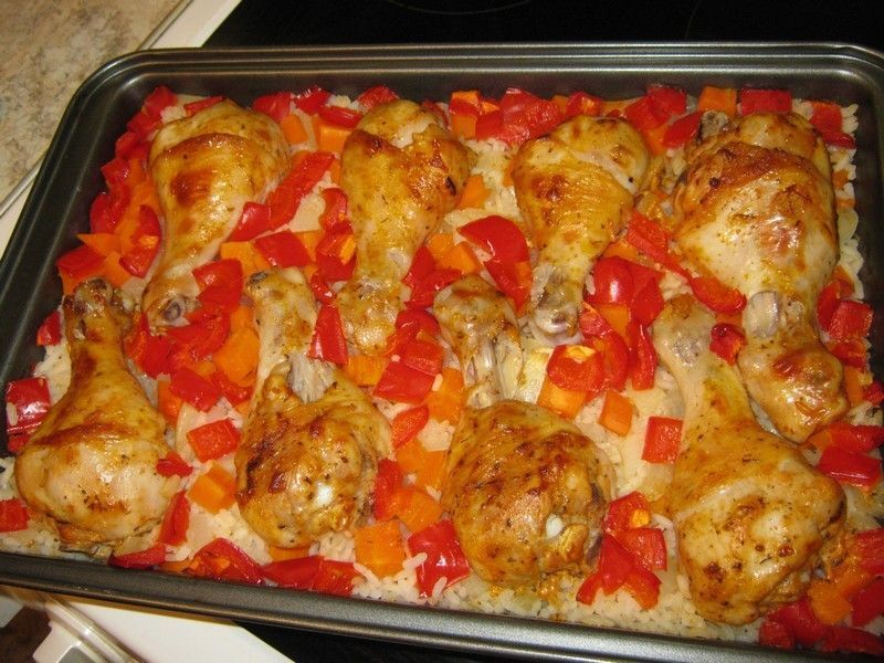 Рис с овощами и куриными ножками