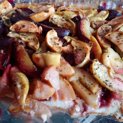 Творожный пирог с яблоками и сливами #Летниедесерты