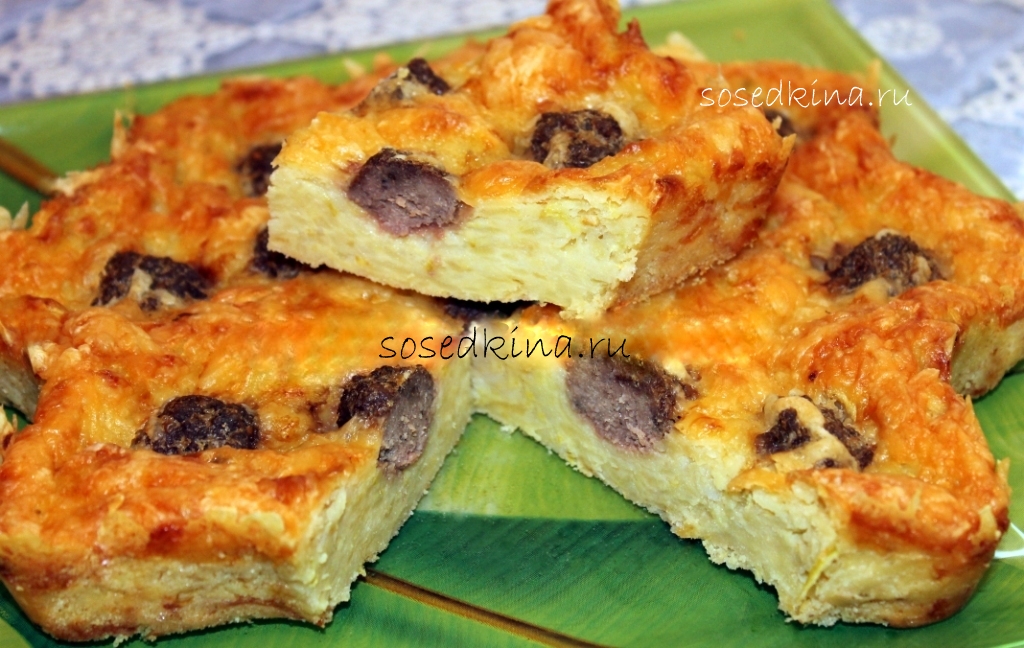 Пирог из кабачков с мясными фрикадельками