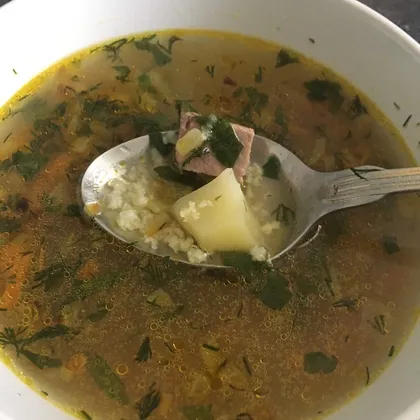 Пшённый суп на говяжьем бульоне