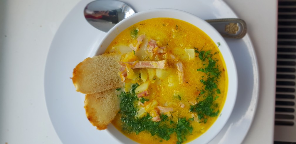 Сырно-сливочный суп с копченной курицей😋