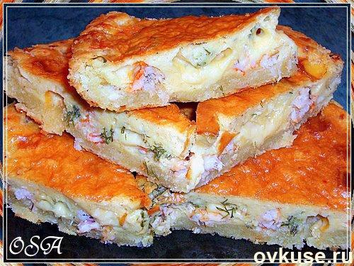 Пирог с креветками и сыром