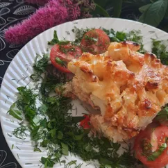 Запеканка с цветной капустой и курочкой под сыром