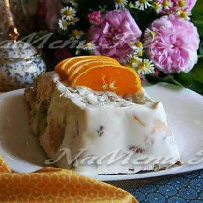Торт без выпечки с фруктами и желатином «Уральские самоцветы»