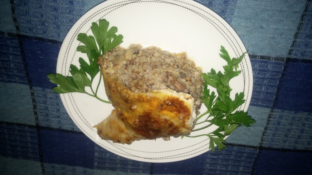 Курица, фаршированная картофелем и грибами — рецепт с фото пошагово