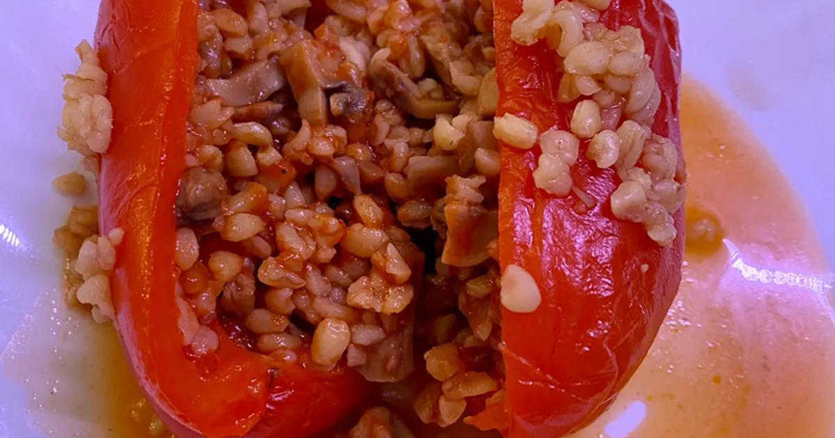 ПП фаршированный перец с булгуром и шампиньонами 🫑 рецепт с фото ...