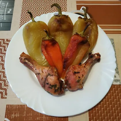 Маринованные куриные голени на сковороде гриль с болгарским 🌶️