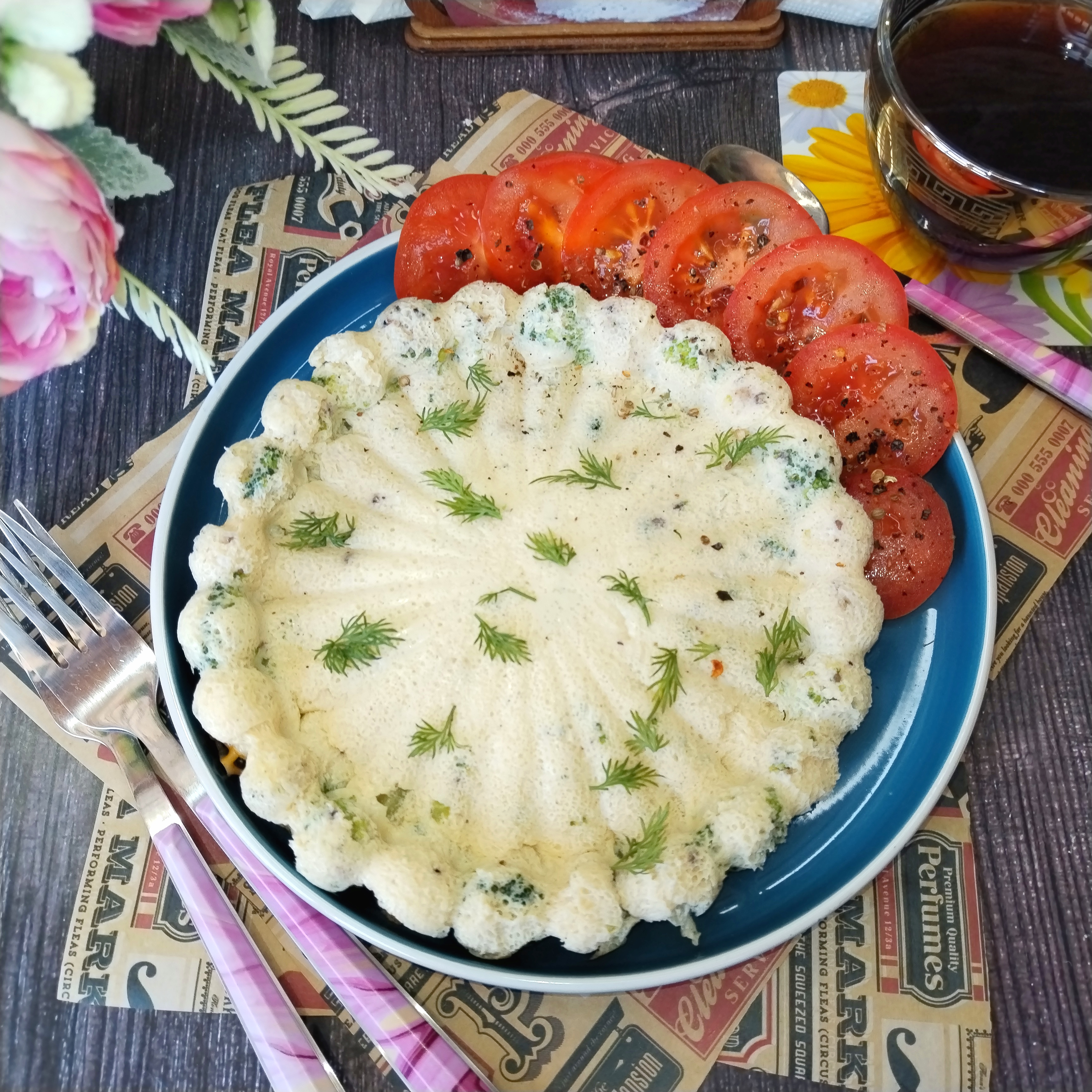 Омлет с брокколи в аэрогриле 