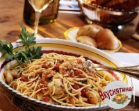Макароны с печенкой и сыром по-милански