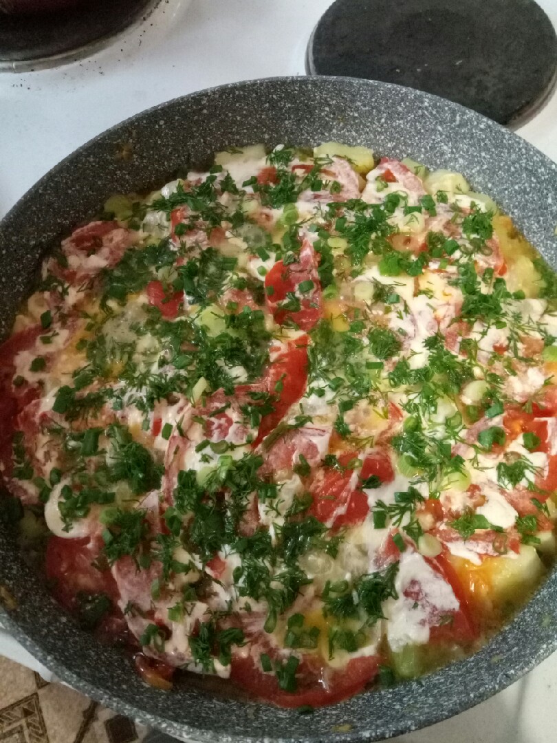 Кабачки с овощами