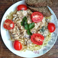 ПП - Паста курица с шампиньоны в сливочном соусе 🍝