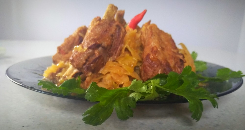 Тушёная капуста с говядиной