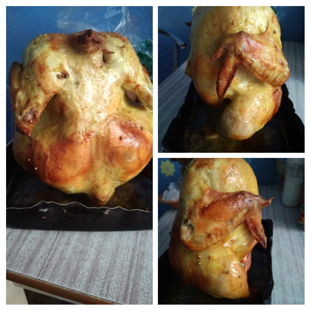 Курица на банке с овощами в духовке - кулинарный рецепт.