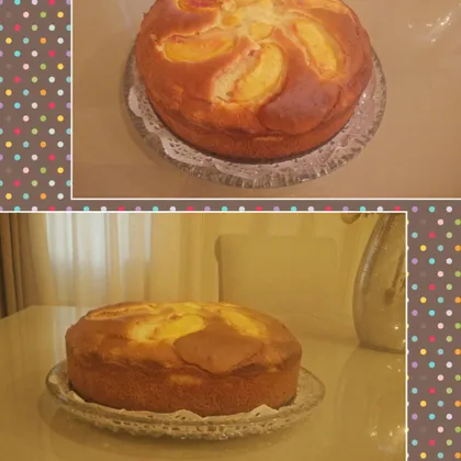 Пирог с персиками и творожно-пудинговой начинкой