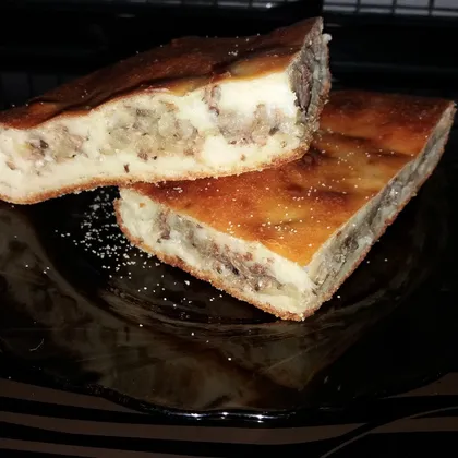 Заливной пирог с начинкой из сырого картофеля и консервированной сардинеллы