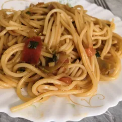 🍝Спагетти с остатками овощей!