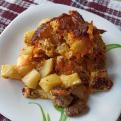 Жаркое с куриными сердечками