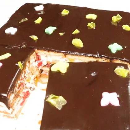 Торт без выпечки с шоколадной глазурью | Cake without baking with chocolate glaze