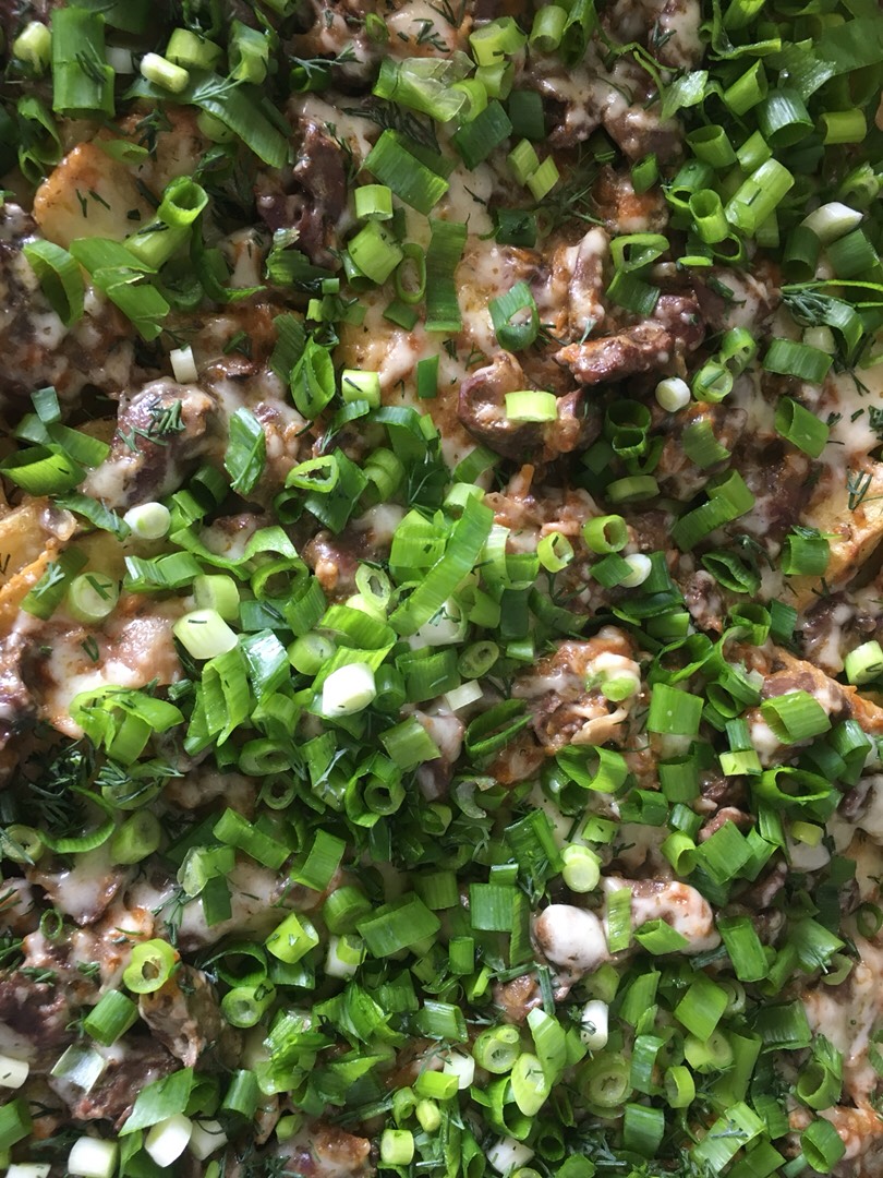 Куриные сердечки с картошкой