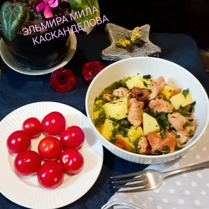 Тушёная куриная грудка с картошкой 