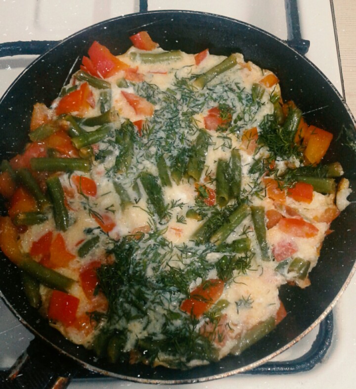 Фасоль с яйцами