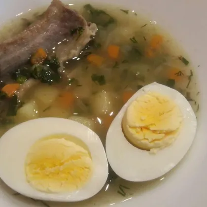 Суп из ребрышек с яйцом