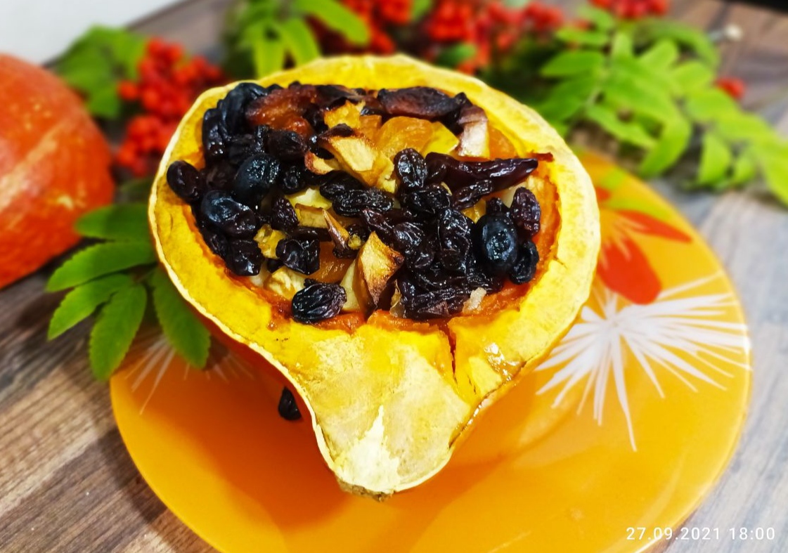 Запеченная тыква с фруктами - пошаговый рецепт с фото