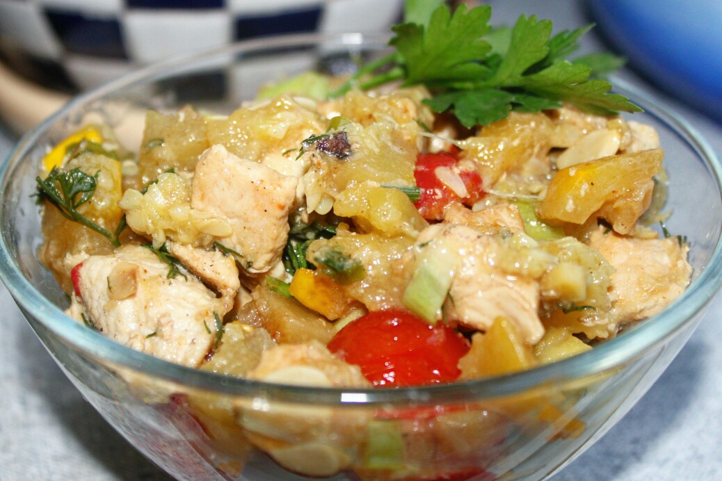 Теплый салат с соусом "терияки"