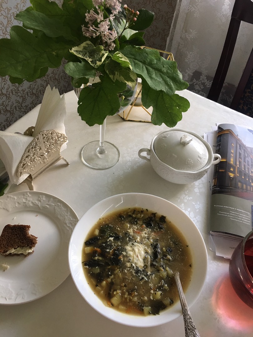Суп с крапивой и бурым рисом