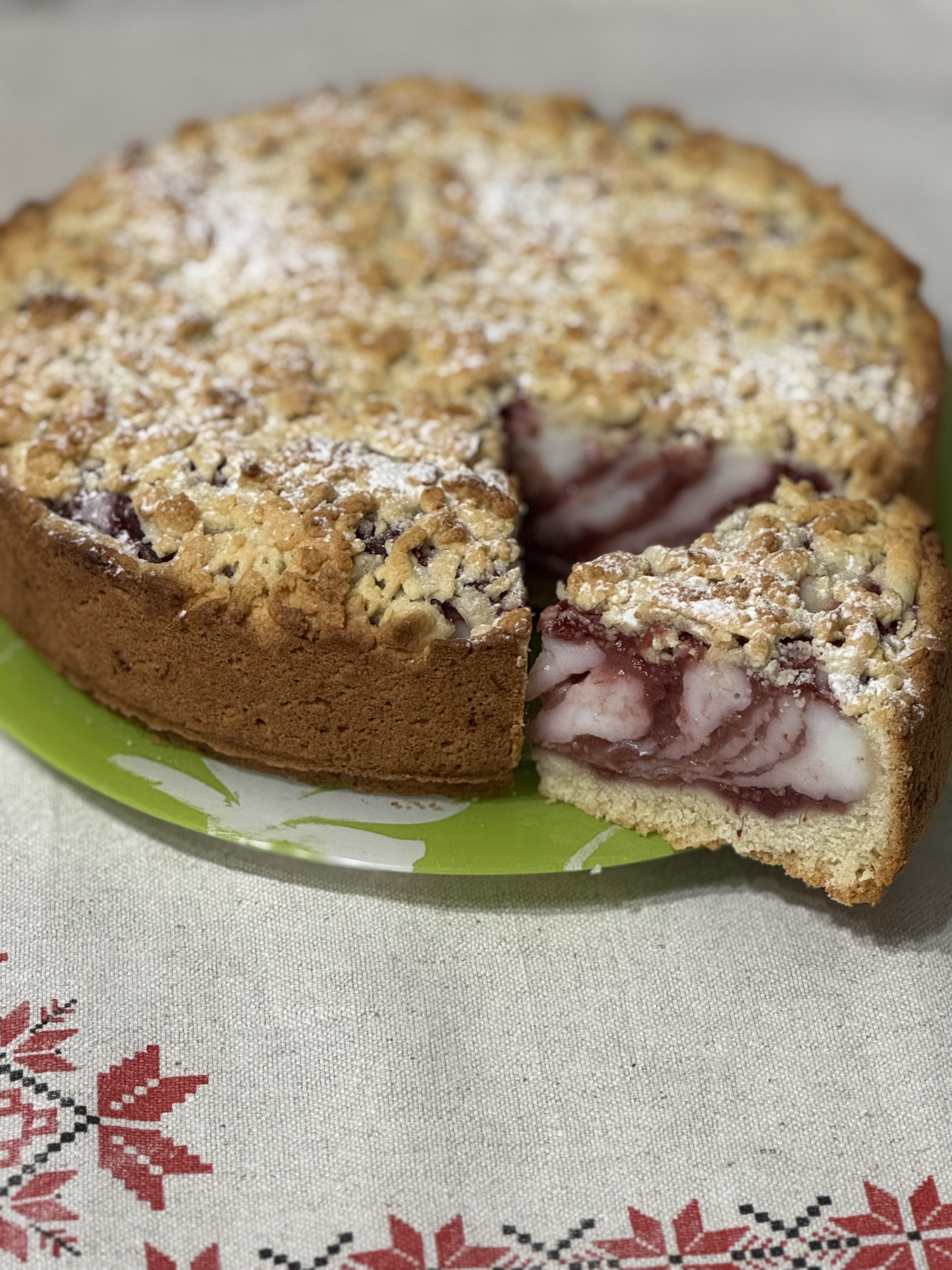 Малиновый пирог «Зебра»