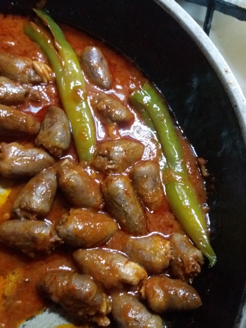 Куриное сердце в остром соусе