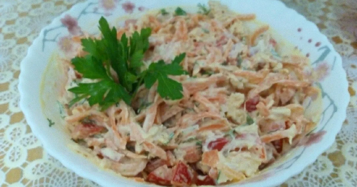 Куриный рулет с корейской морковью и языком