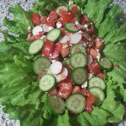Салат из редиса с помидорами и сыром фета