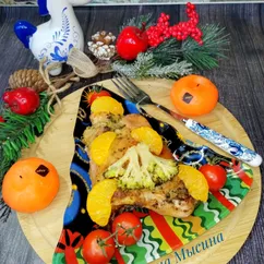 Куриные бёдра с мандаринами в духовке. Горячее к новогоднему столу 