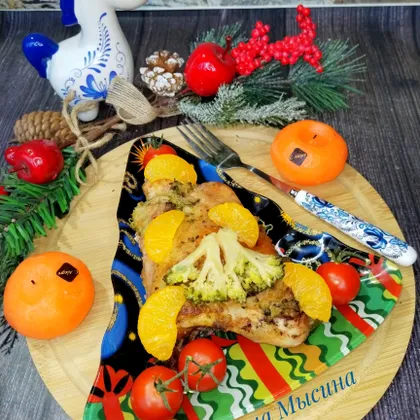 Куриные бёдра с мандаринами в духовке. Горячее к новогоднему столу