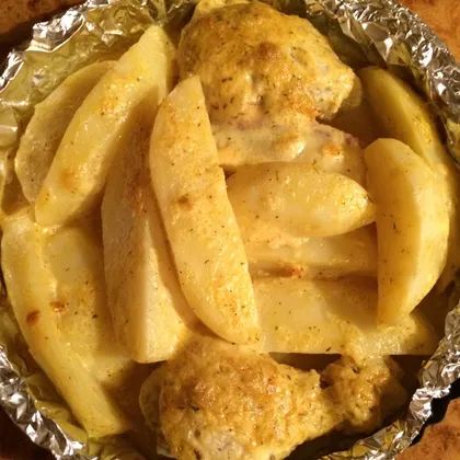 Курица с картошкой запечённая в фольге