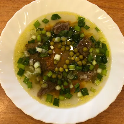 ПП Суп из говядины с зелёным горошком