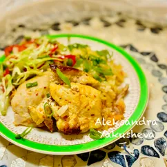 Куриные бедрышки с рисом в духовке