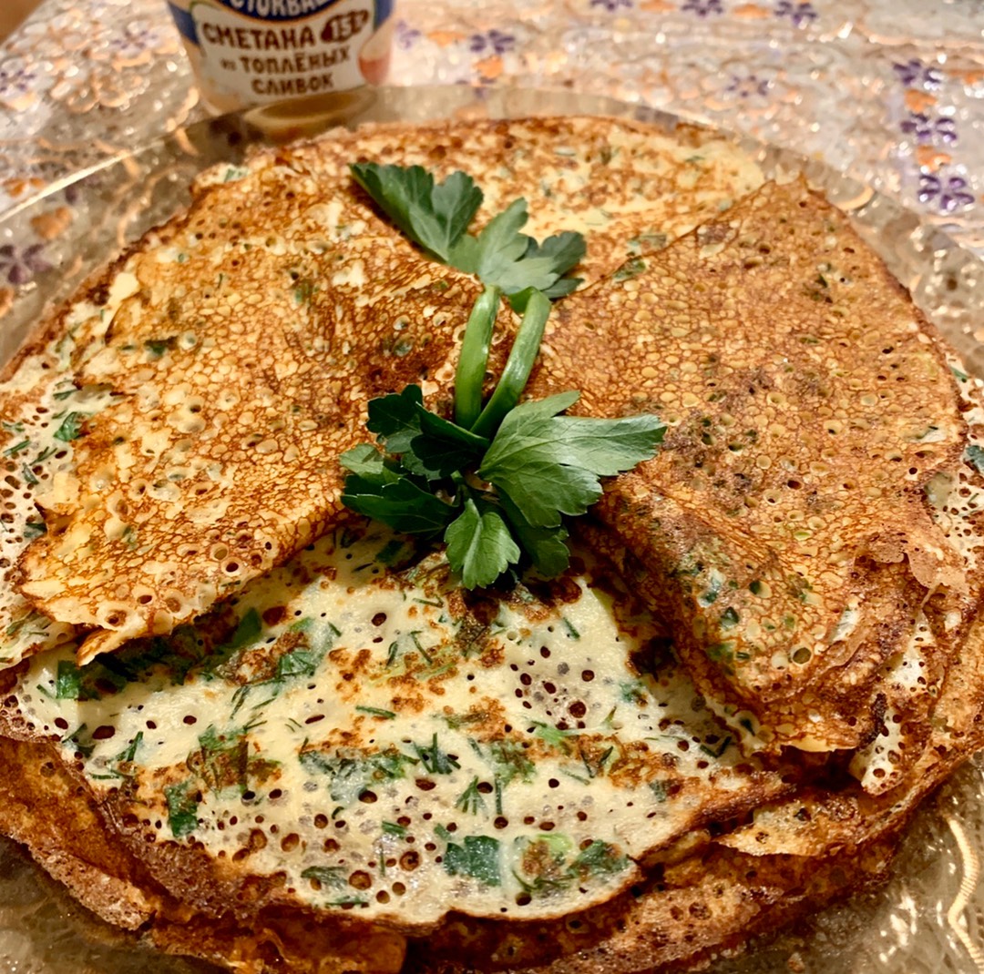 Творожные блинчики с зеленью🥞🌿