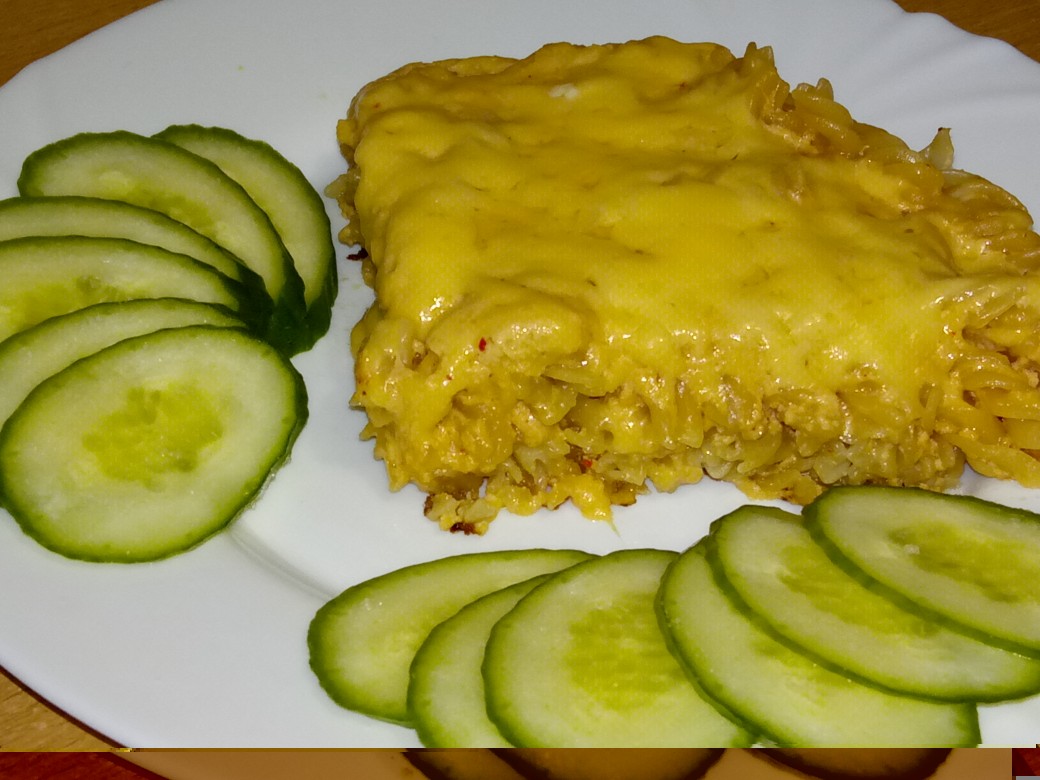 Запеканка из макарон под сырной шубкой