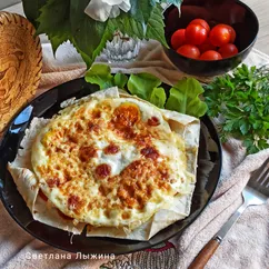 Яичница с помидорами и лавашем в мультиварке