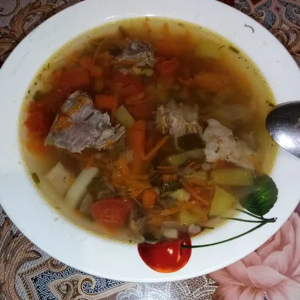 Суп с говяжьими ребрышками и гречкой