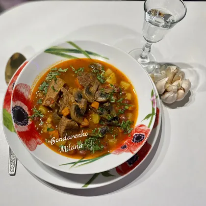 ⚜️Густой томатный суп с фасолью, грибами и говядиной