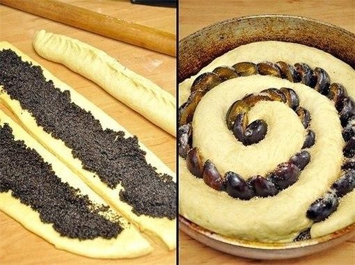 Рецепт - Сдобный пирог с маком и сливами с фото