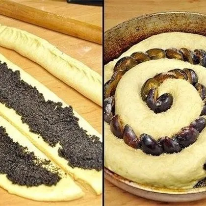 Сдобный спиральный пирог с черносливом и маком